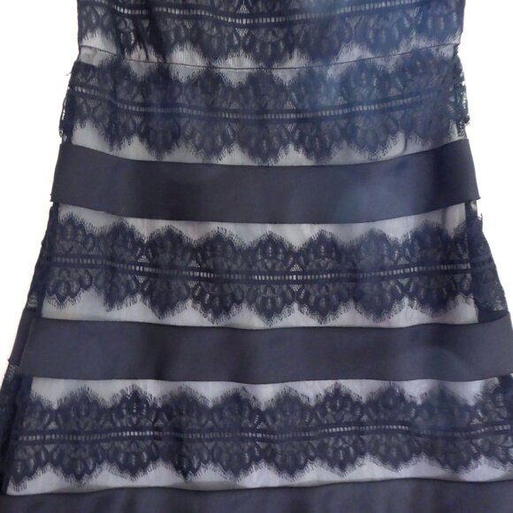 JS Collections Empire Waist V-Neckline Lace Black & Cream Long Dress Size 12. - Picture 4 of 12